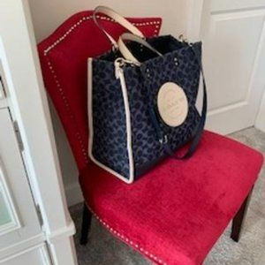 COACH SIGNATURE JACQUARD & REFINED PEBBLE LEATHER TOTE